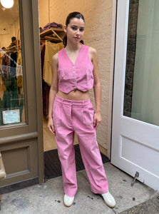 Cord Pleated Trouser in Bonbon