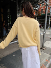 The Cotton Knit Roll Cardigan in Butter