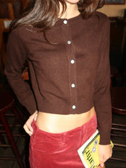 Cropped Cardigan in Brown