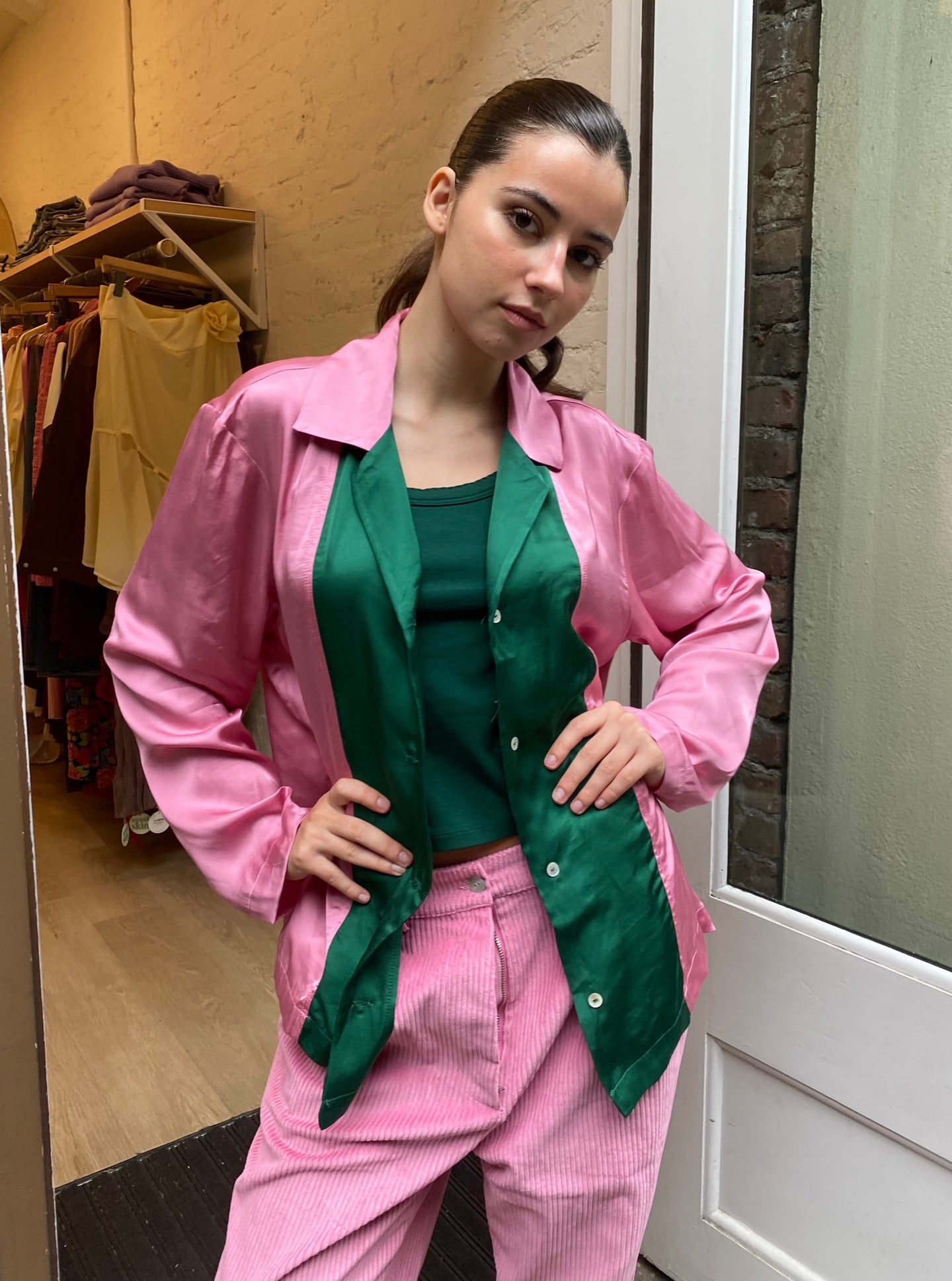 Silky Bowling Shirt in Bonbon