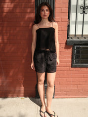 Felicity Embroidered Shorts in Black