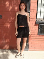 Felicity Embroidered Shorts in Black