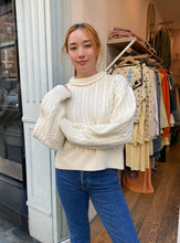 Load image into Gallery viewer, Crewneck Cable Pullover in Ivory
