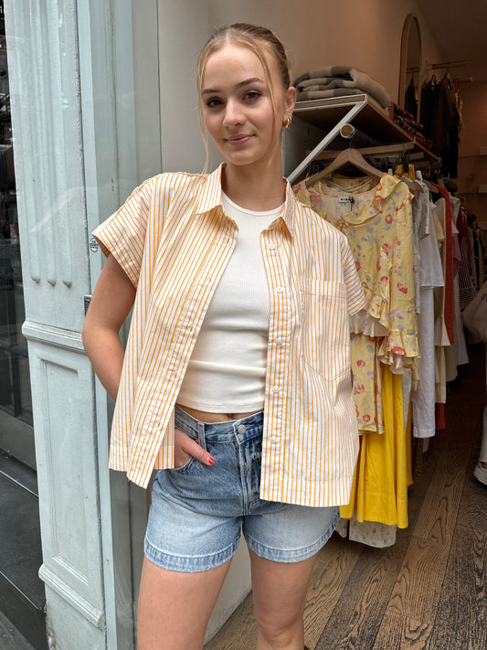 Cara Short Sleeve Shirt in Marigold Stripe