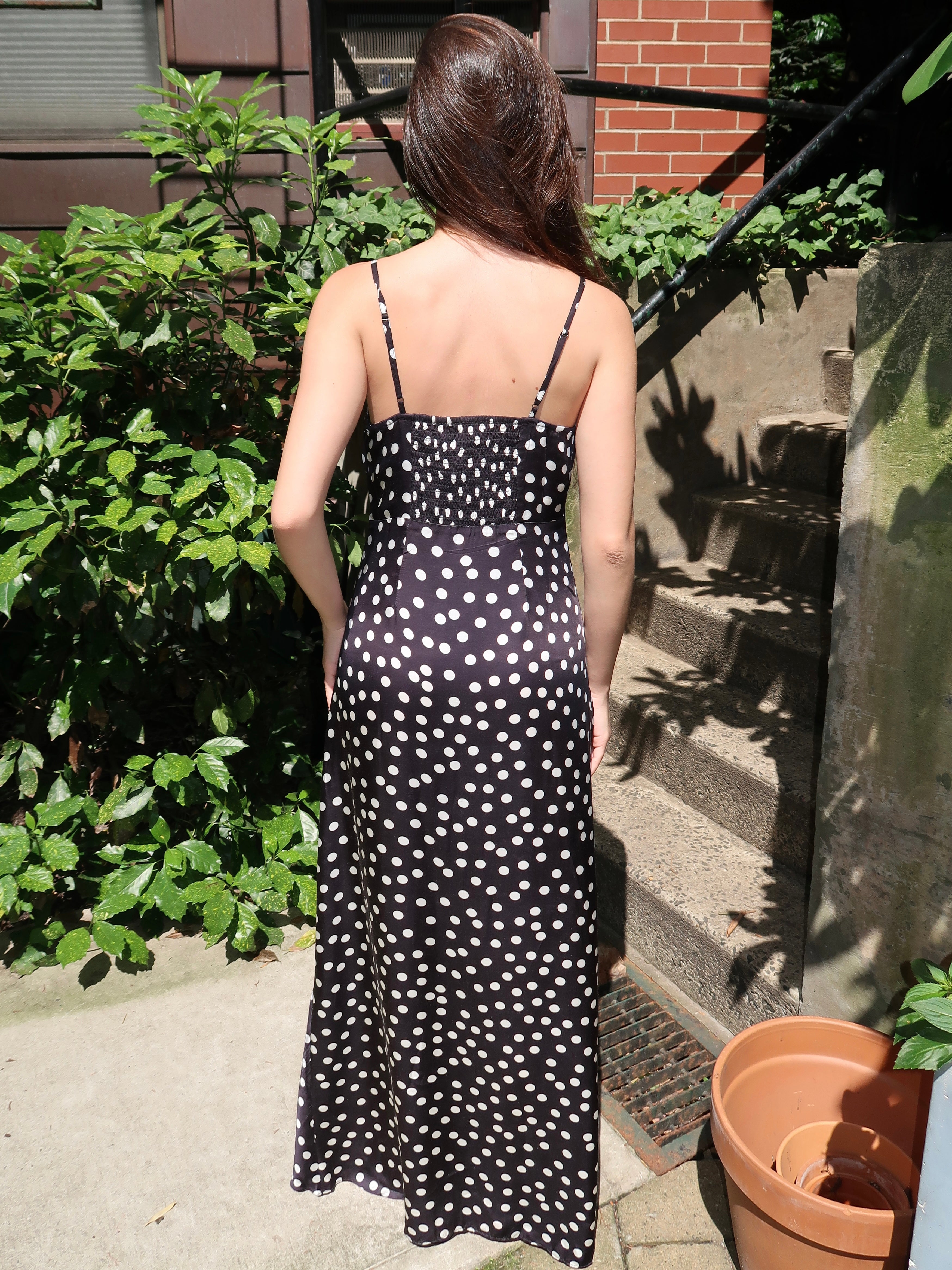Slip Dress in Black Polka