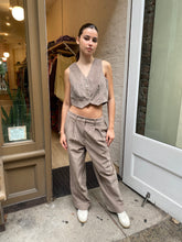 Load image into Gallery viewer, Cord Pleated Trouser in Mushroom
