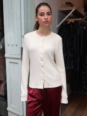 Sweater Rib Cardi in Creme