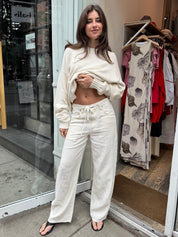 Brynn Drawstring Trouser in Linen Vanilla