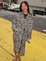 Djinn Crepe Robe Coat in Zebra Print