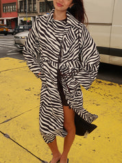 Djinn Crepe Robe Coat in Zebra Print