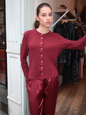 Sweater Rib Cardi in Oxblood