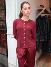 Sweater Rib Cardi in Oxblood