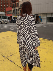 Djinn Crepe Robe Coat in Zebra Print