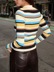 Mika Knit Long Sleeve Top in Ocean Stripe