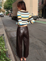 Livia Vegan Leather Pant in Choco Brown