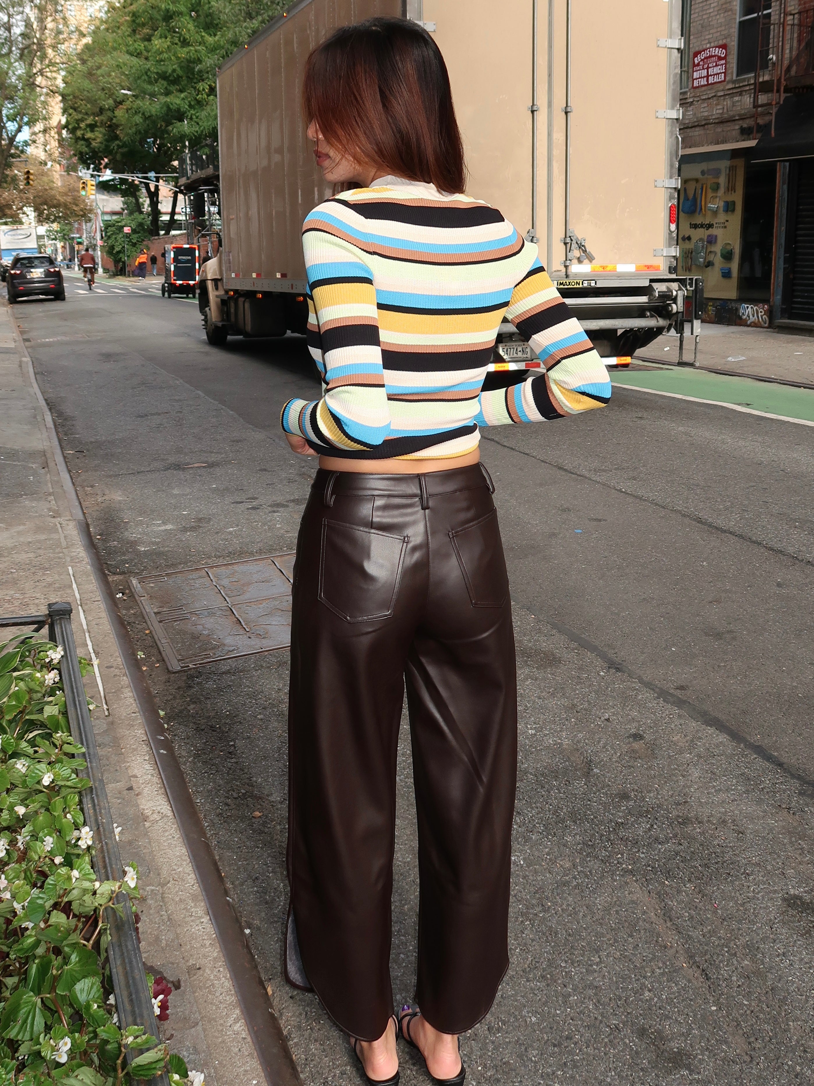 Livia Vegan Leather Pant in Choco Brown
