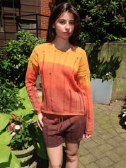 Sunset Ripped Knit Sweather in Sunset