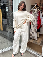 Brynn Drawstring Trouser in Linen Vanilla
