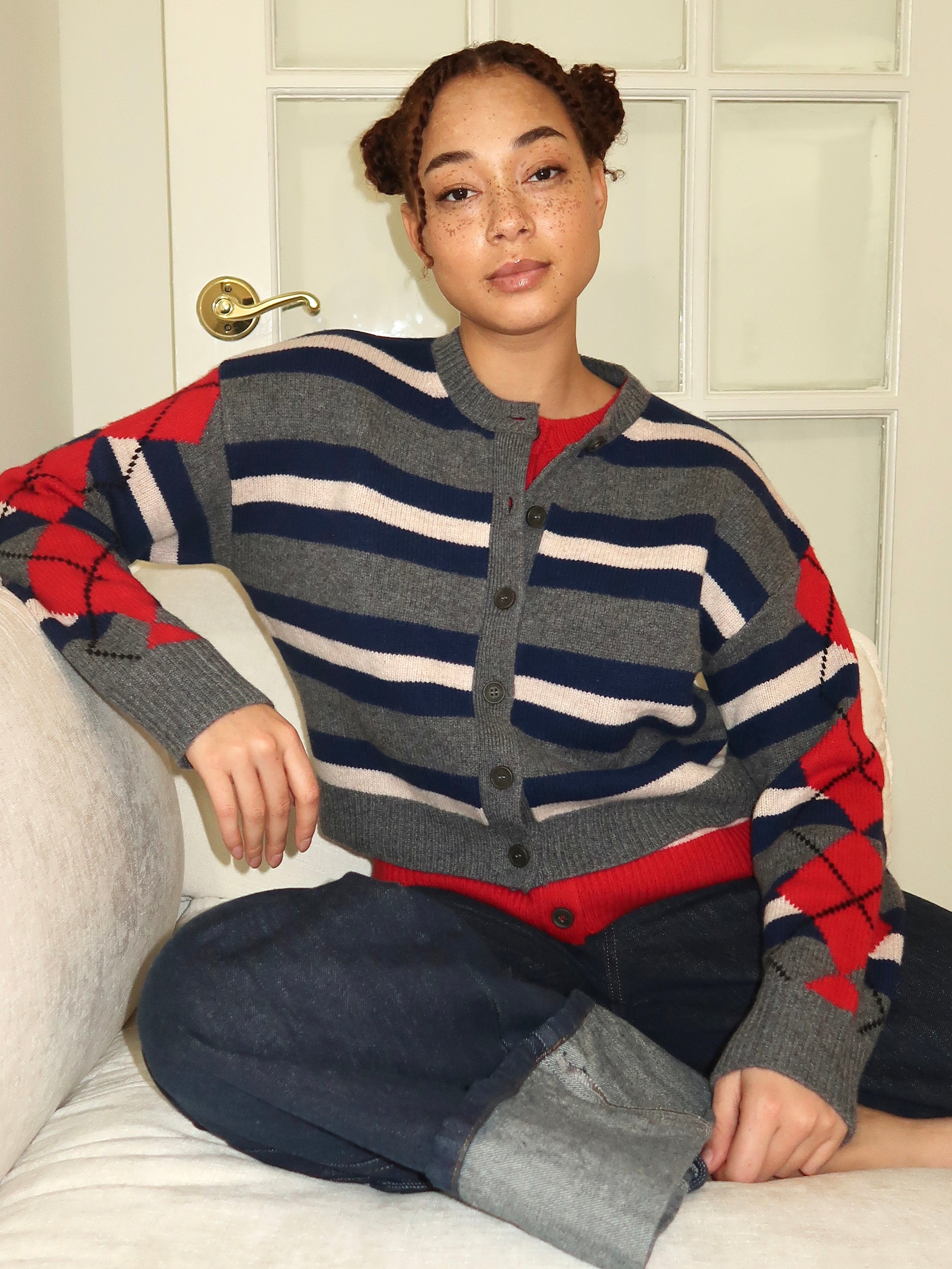 Didi Cardigan in Argyle Stripe Multi