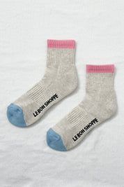 Color Block Girlfriend Socks in Grey Pink