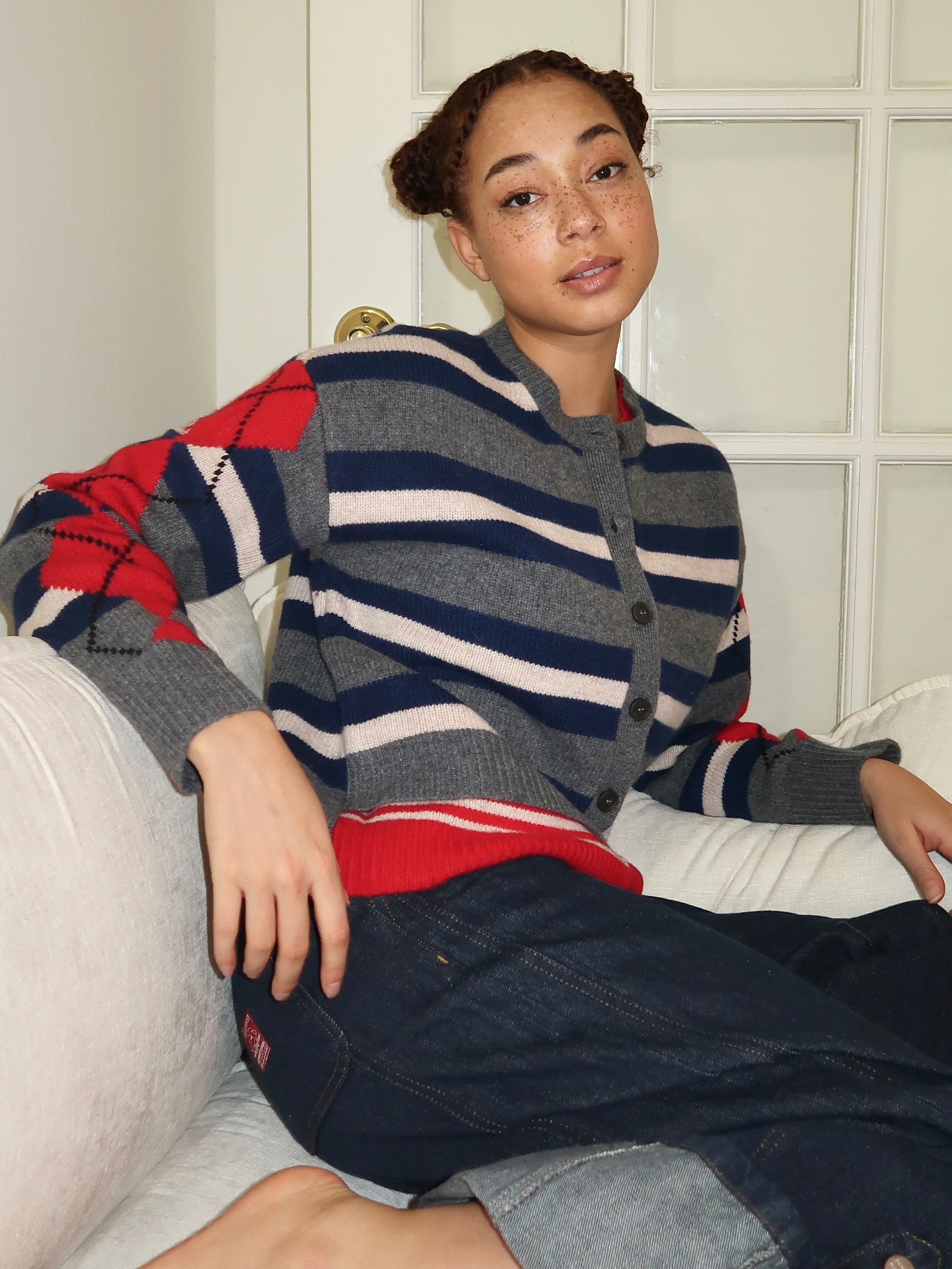 Didi Cardigan in Argyle Stripe Multi