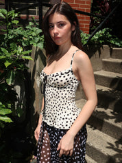 Slip Top in White Polka