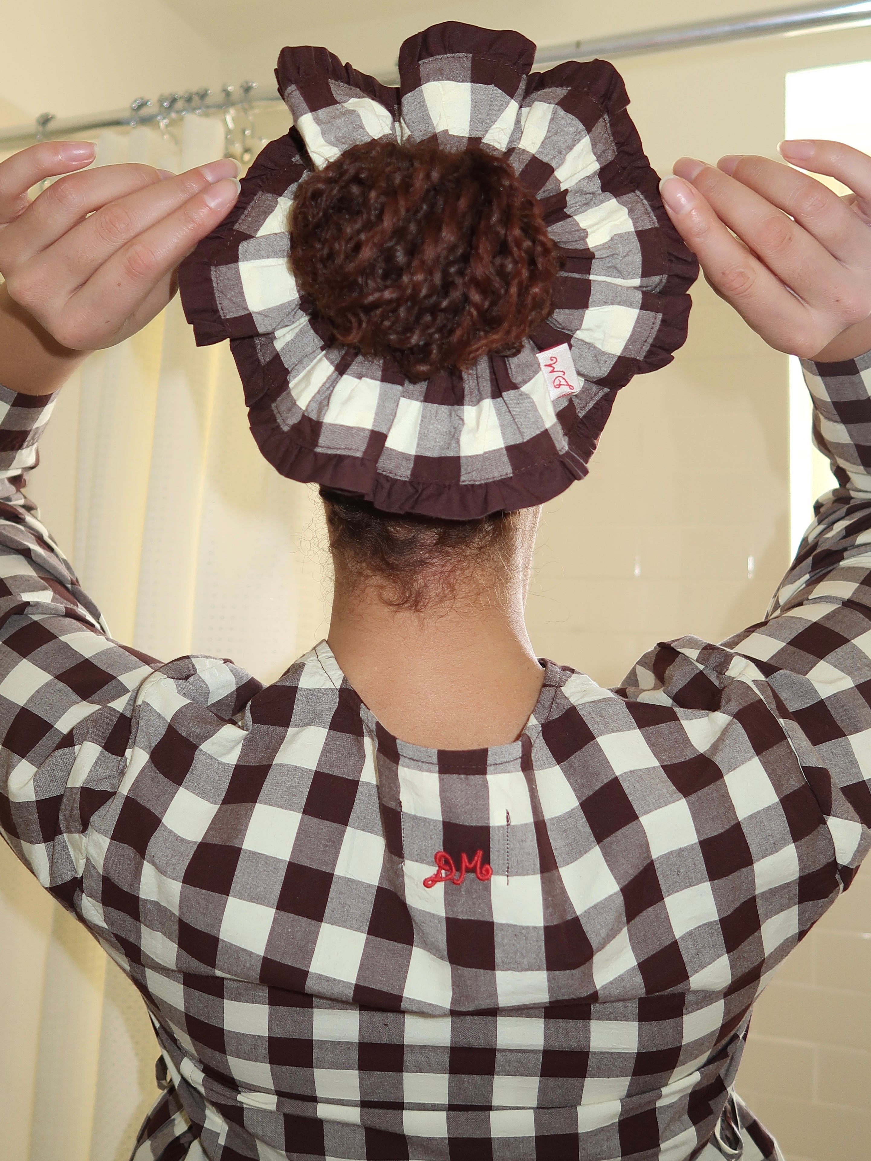 Frill Edge Scrunchie in Butter Gingham