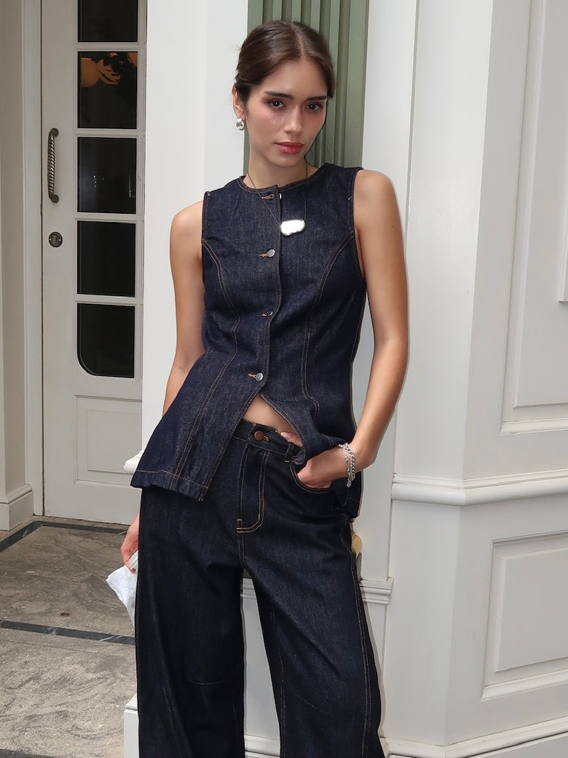 Cisek Denim Vest in Indigo – Isalis