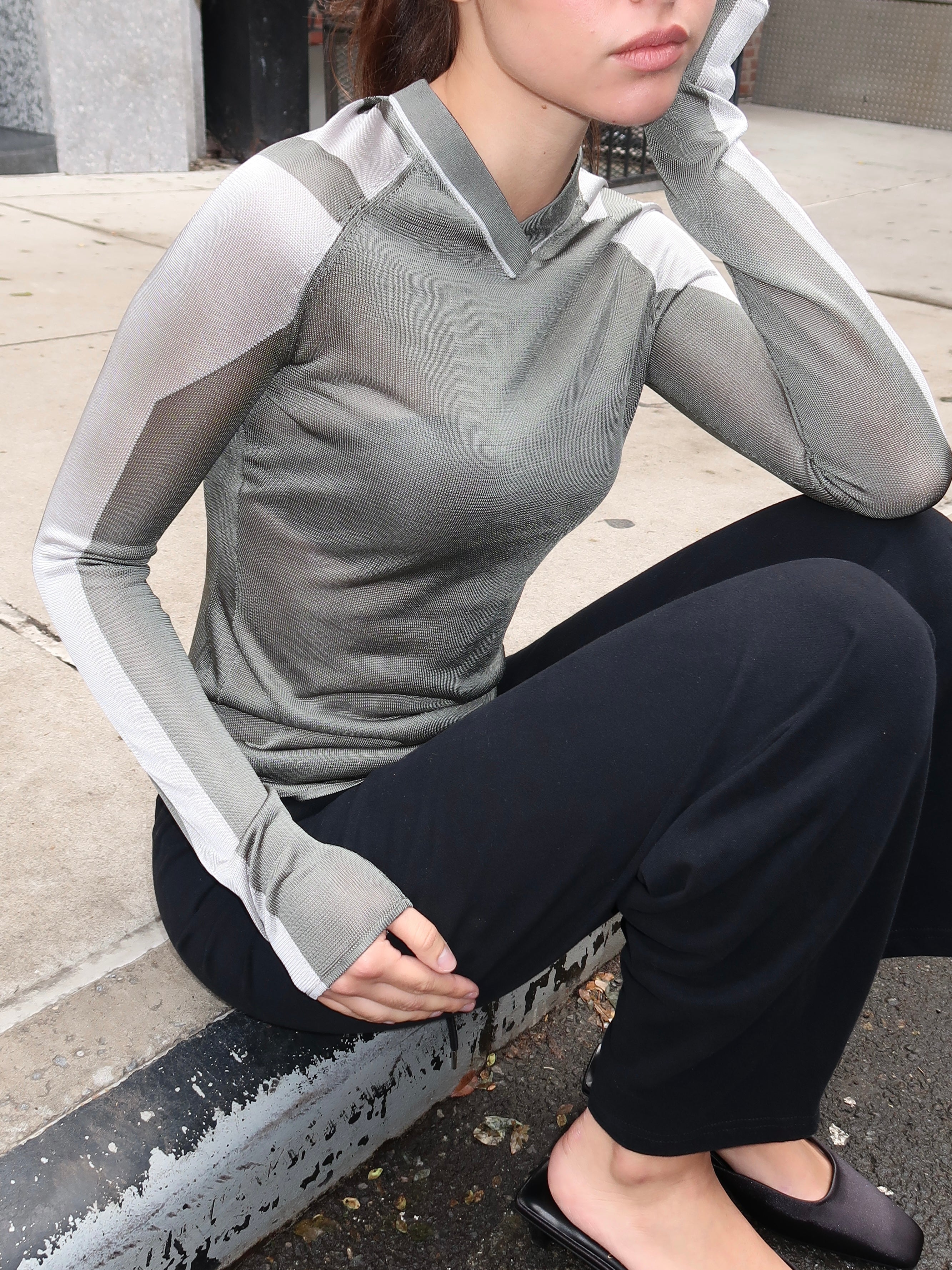 Long Sleeve Mel Tee in Agave Green