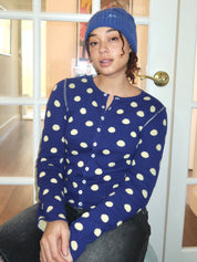 Tabitha Reversible Cardigan in Navy/Butter Spot