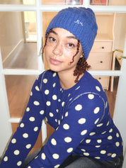 Cable Knit Beanie in Cobalt