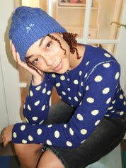 Cable Knit Beanie in Cobalt