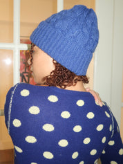 Cable Knit Beanie in Cobalt