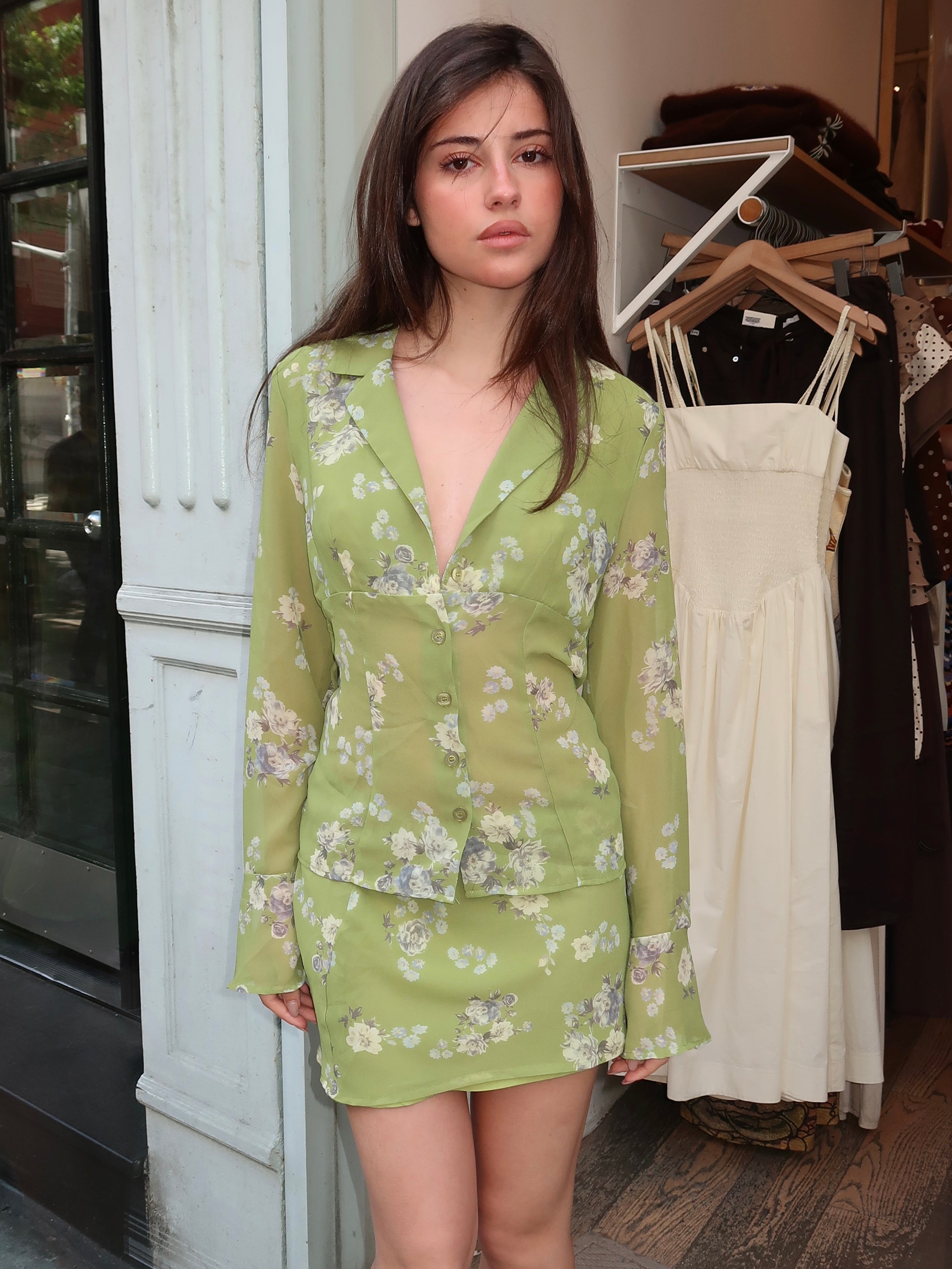 Lauren Long Sleeve in Floral Green