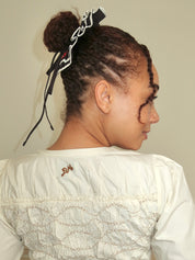 Piping Tie Scrunchie in Black/Butter