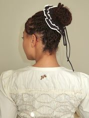 Piping Tie Scrunchie in Black/Butter