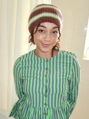 Stripe Beanie in Oat/Burg/Lime Multi