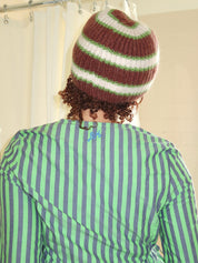 Stripe Beanie in Oat/Burg/Lime Multi