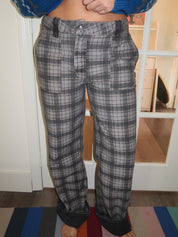 Sylvie Reversible Jean in Asphalt Wash/Check