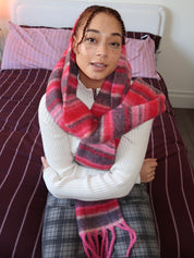 DM Fluffy Scarf in Pink Pop Stripe Pink