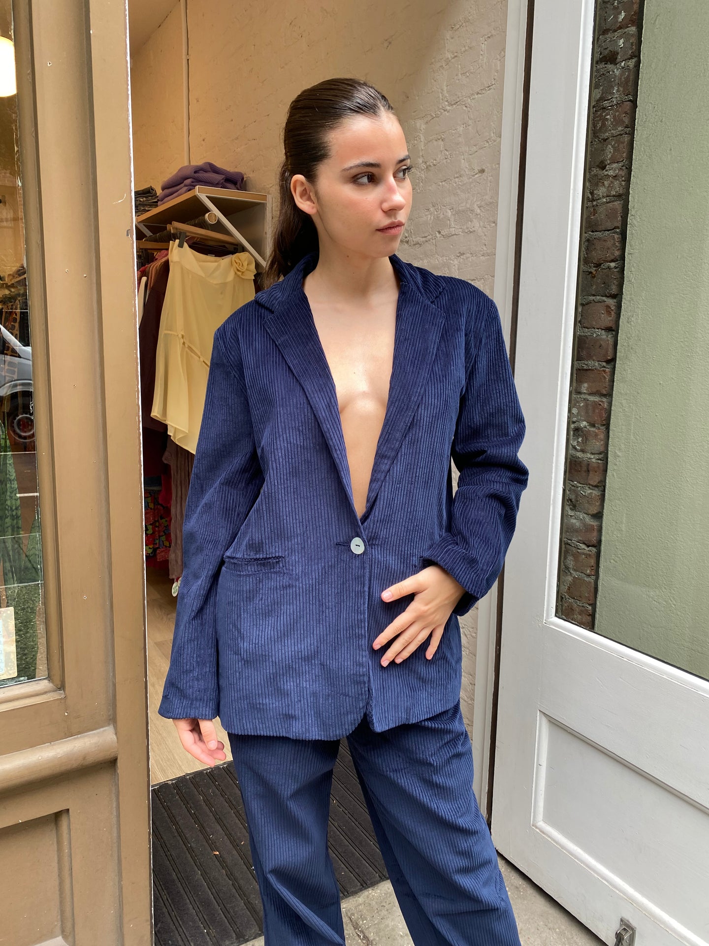 Cord Blazer in Navy