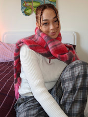 DM Fluffy Scarf in Pink Pop Stripe Pink