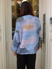 Wool Alpaca Mix Long Cardigan in Kingfisher