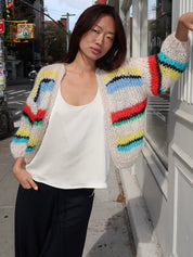 Stripes Galore Bomber Cardigan in Fisher Boat