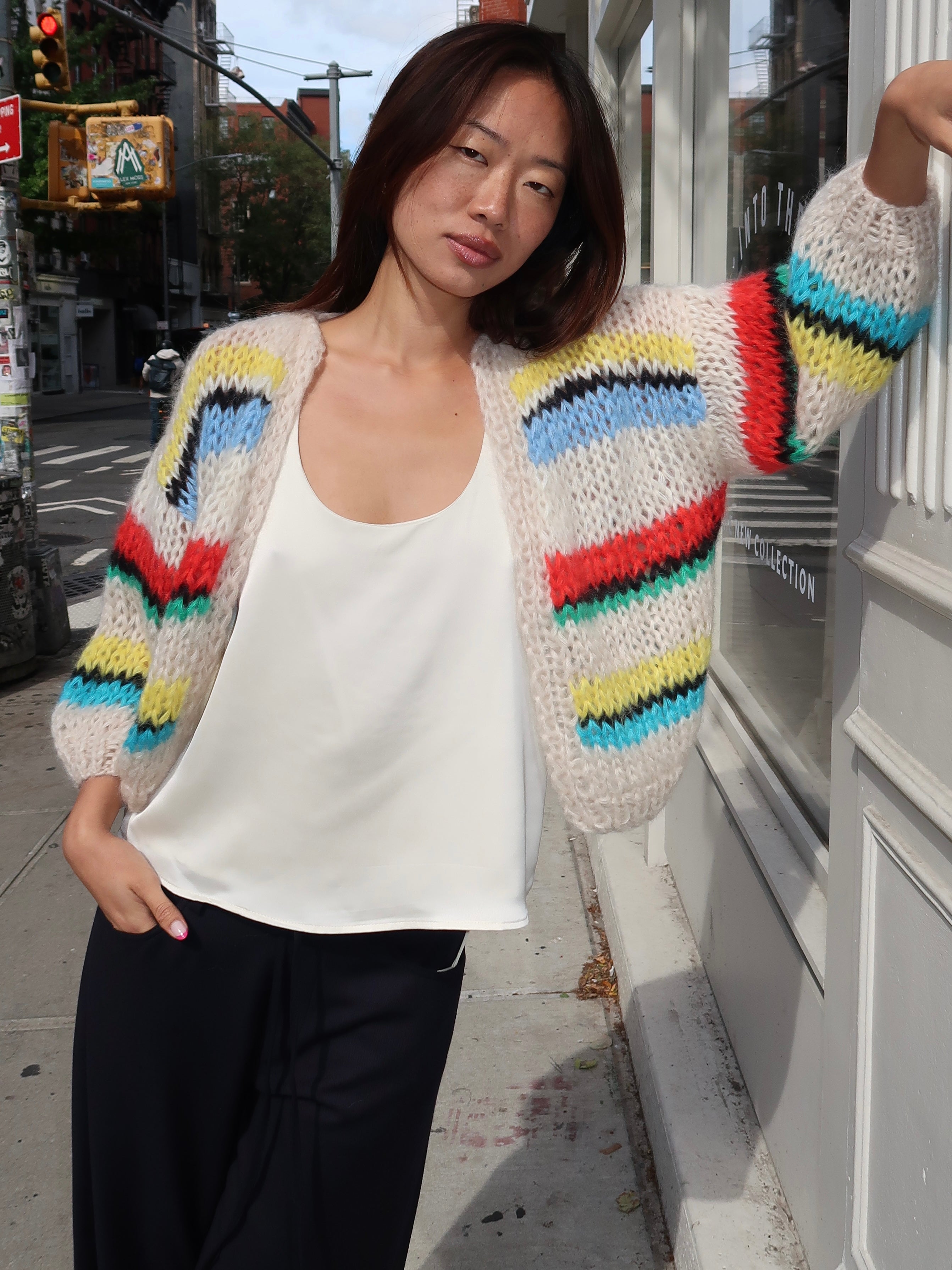 Stripes Galore Bomber Cardigan in Fisher Boat