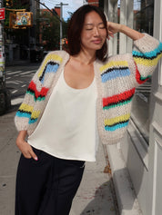 Stripes Galore Bomber Cardigan in Fisher Boat