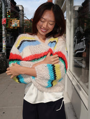 Stripes Galore Bomber Cardigan in Fisher Boat