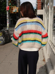 Stripes Galore Bomber Cardigan in Fisher Boat