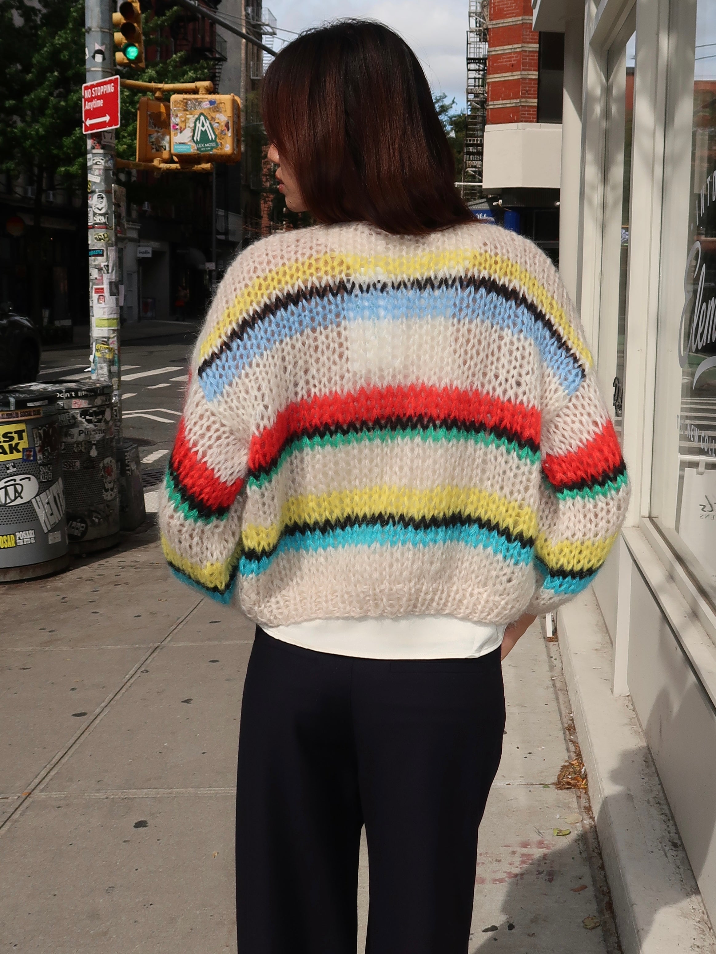 Stripes Galore Bomber Cardigan in Fisher Boat