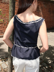 Cassara Top Aster Cutwork Embroidery Black